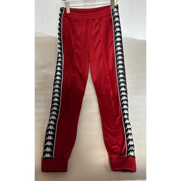 Kappa Banda Tapered Sweatpants Track Men's M Red Sport Trouser Zip Bottom (play- - Picture 1 of 6
